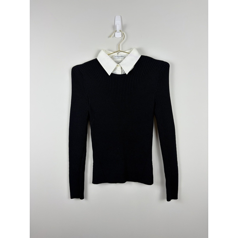 Altuzarra Womens Pullover Sweater Black  100% Wool Collar Neck Size M